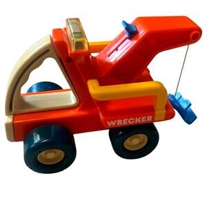 Vintage 1987 Buddy L My First Buddies Wrecker Tow Truck Toy Chunky Plastic Retro